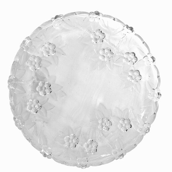 Mikasa "Carmen" Round Glass Platter 12 1/8" Diameter Frosted Floral/Berry Relief - Picture 5 of 5